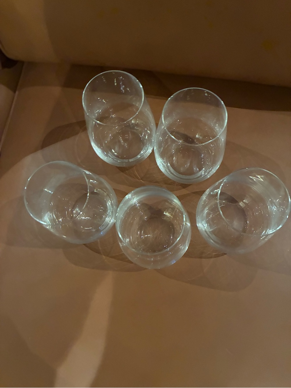 Set of 5 Clear Stemless Wine Glasses